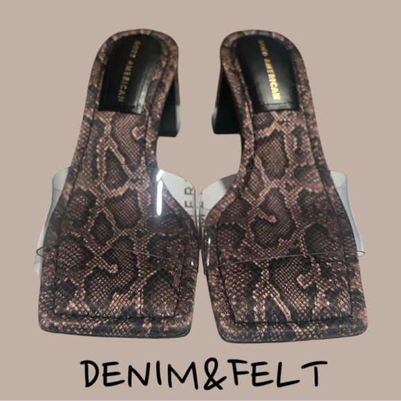 Good American Women’s Snakeskin Cushioned Sole Block Heel/Slide | NEW/NIB!!🖤🤎 - Picture 8 of 14